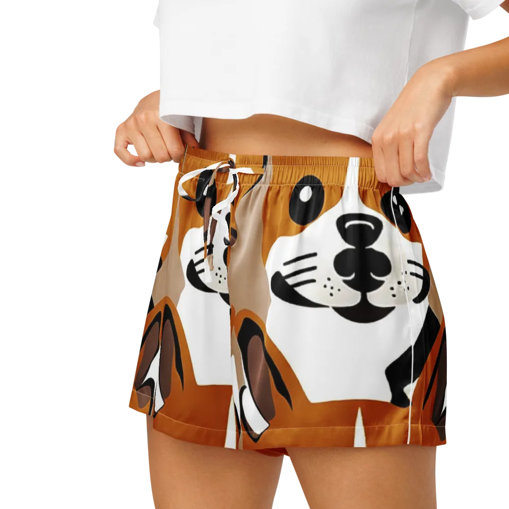 Cinnamon Paws on Women's Pajama Shorts — Left