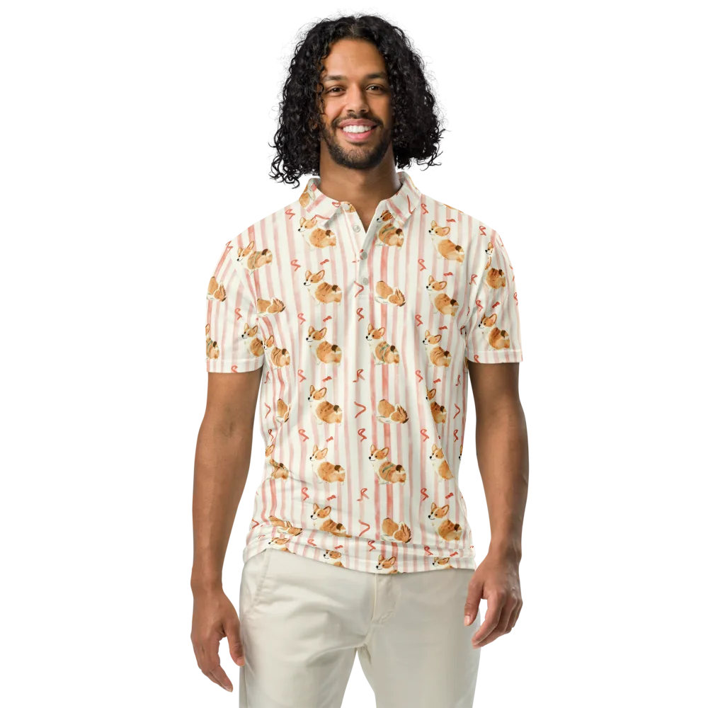 Rosebud Rover on Men's Slim Fit Polo Shirt — Front