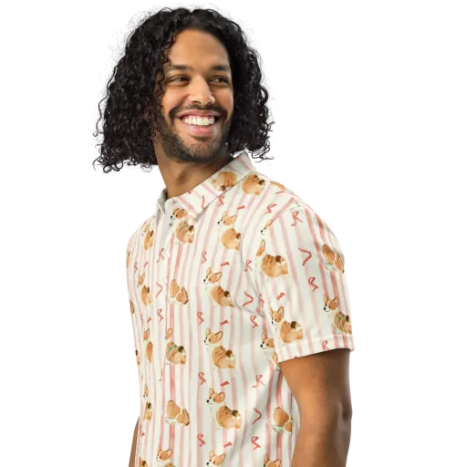 Rosebud Rover on a Men's Slim Fit Polo Shirt