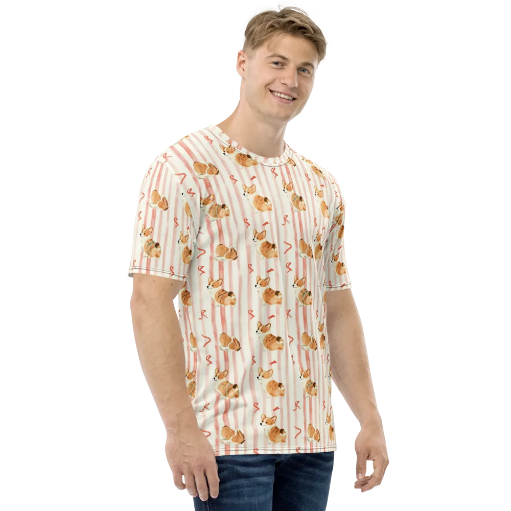 Rosebud Rover on Men's Crew Neck T-Shirt — Right