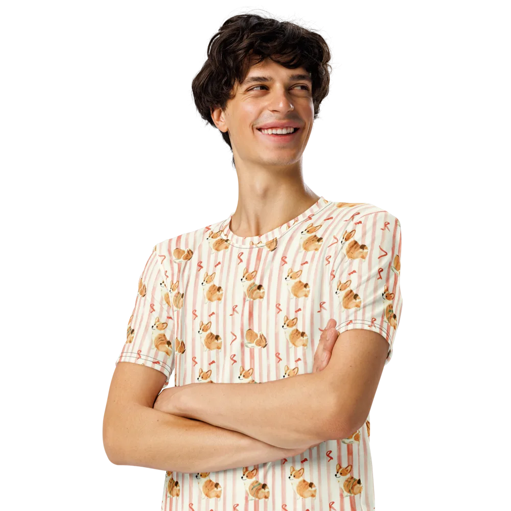 Rosebud Rover on Men's Crew Neck T-Shirt — Left Front