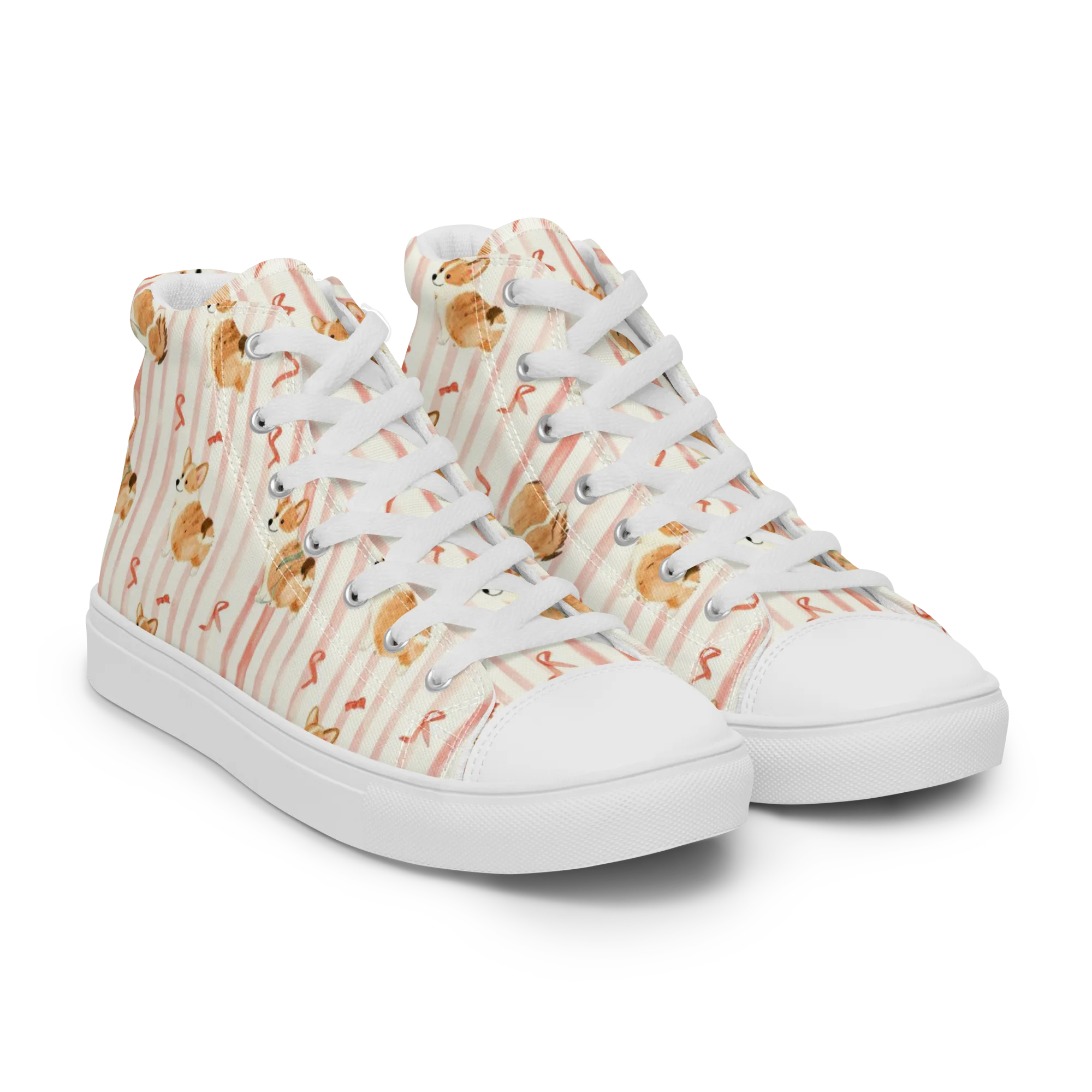 Rosebud Rover on Men's High Top Canvas Shoes — Right Front