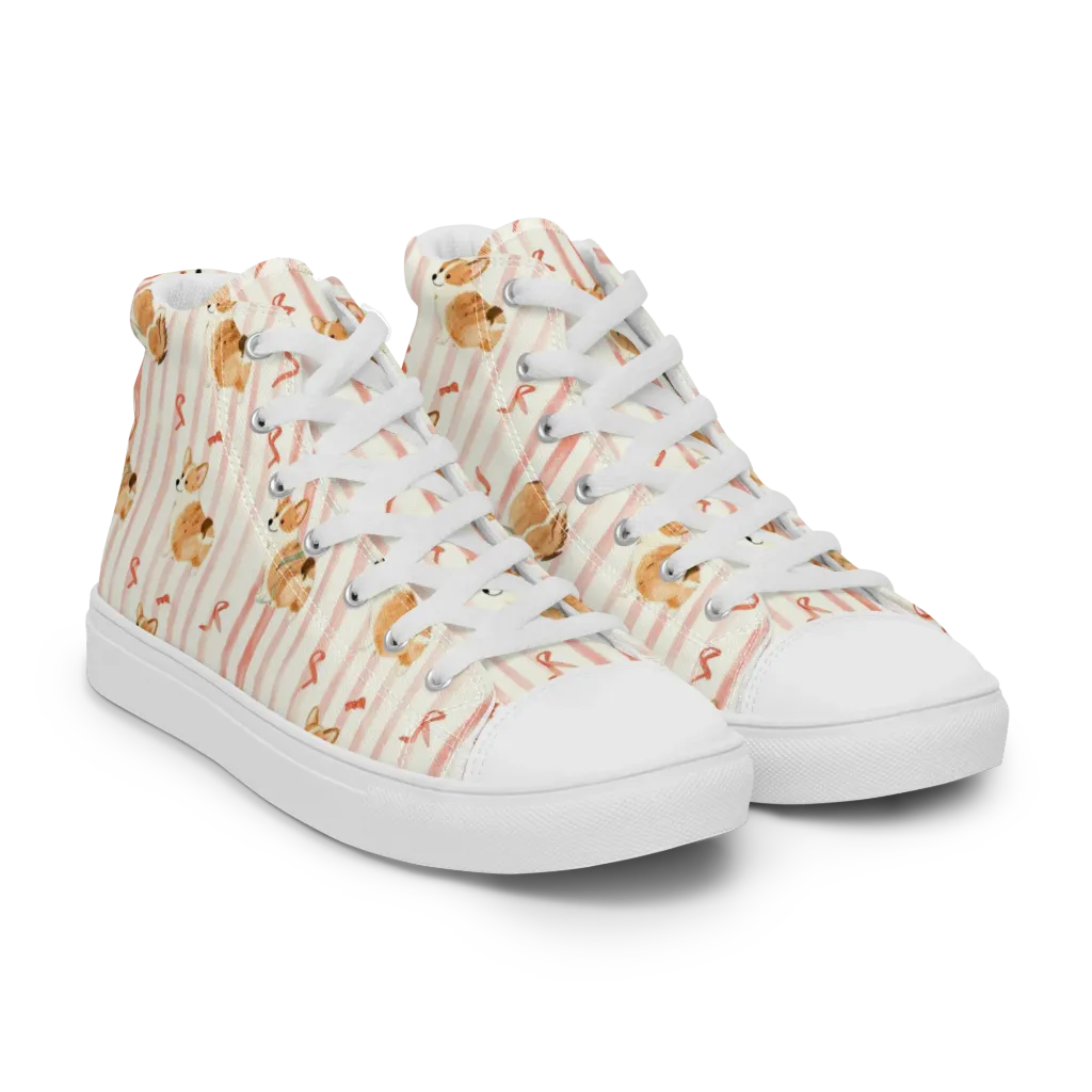 Rosebud Rover on Men's High Top Canvas Shoes — Right Front