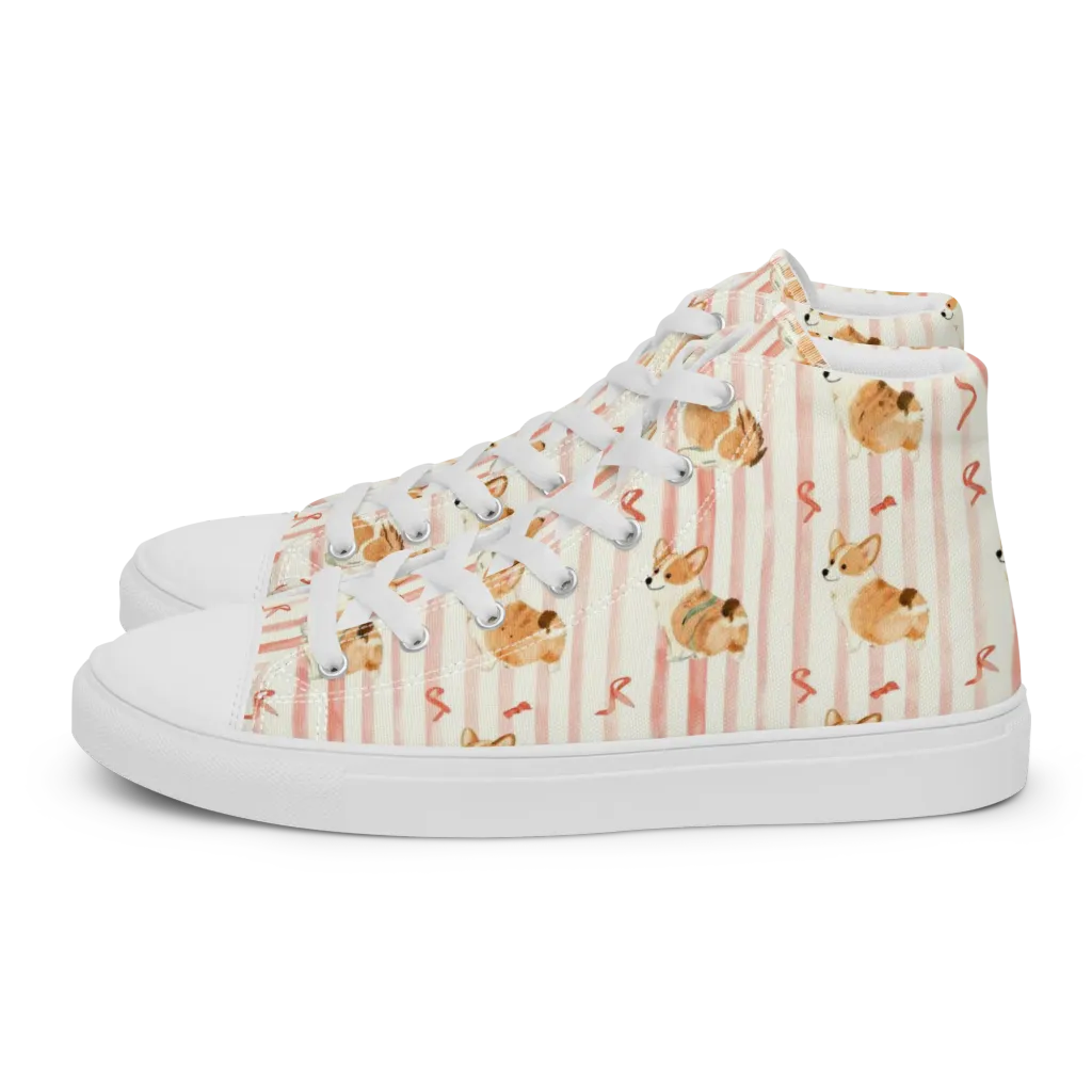 Rosebud Rover on Men's High Top Canvas Shoes — Left