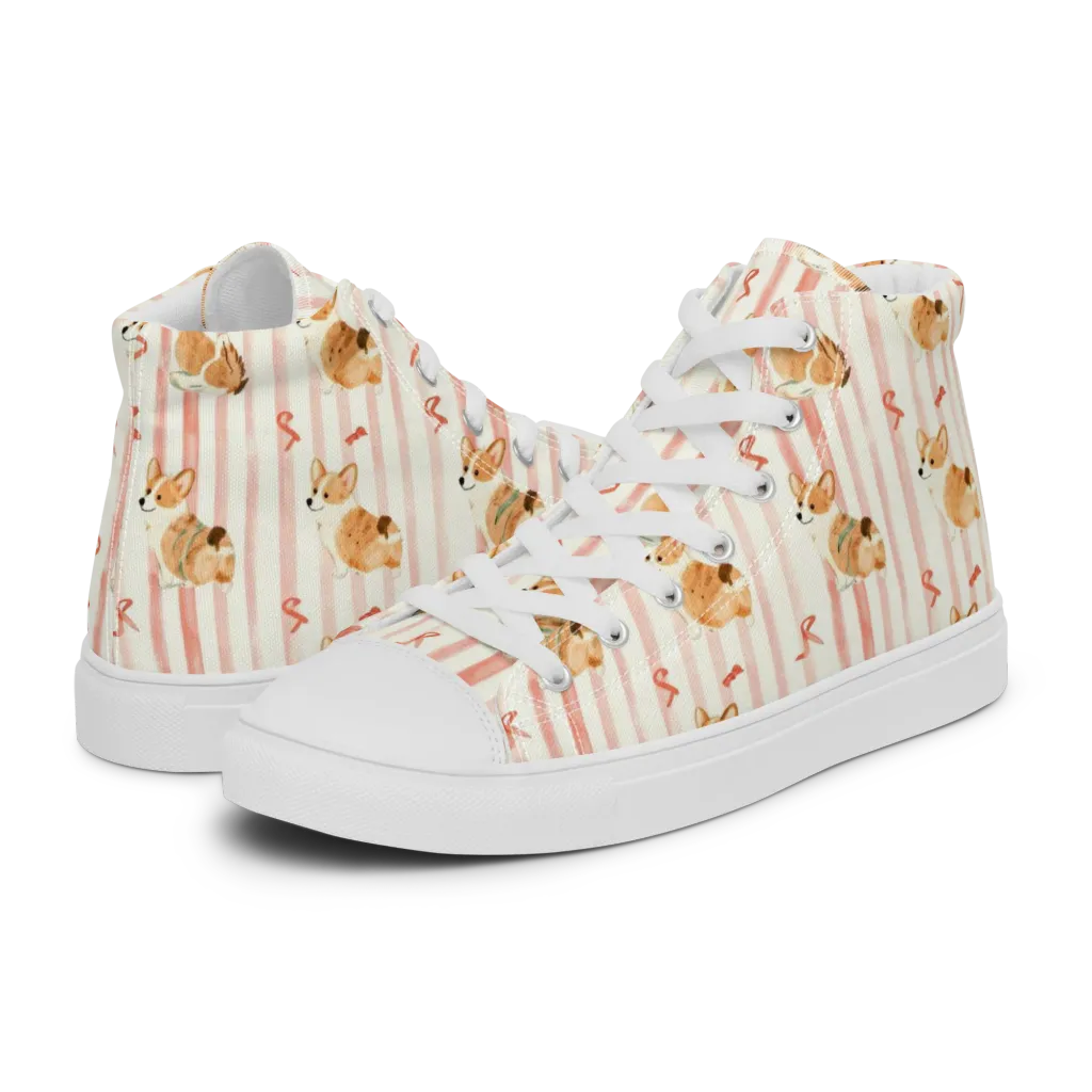 Rosebud Rover on Men's High Top Canvas Shoes — Left