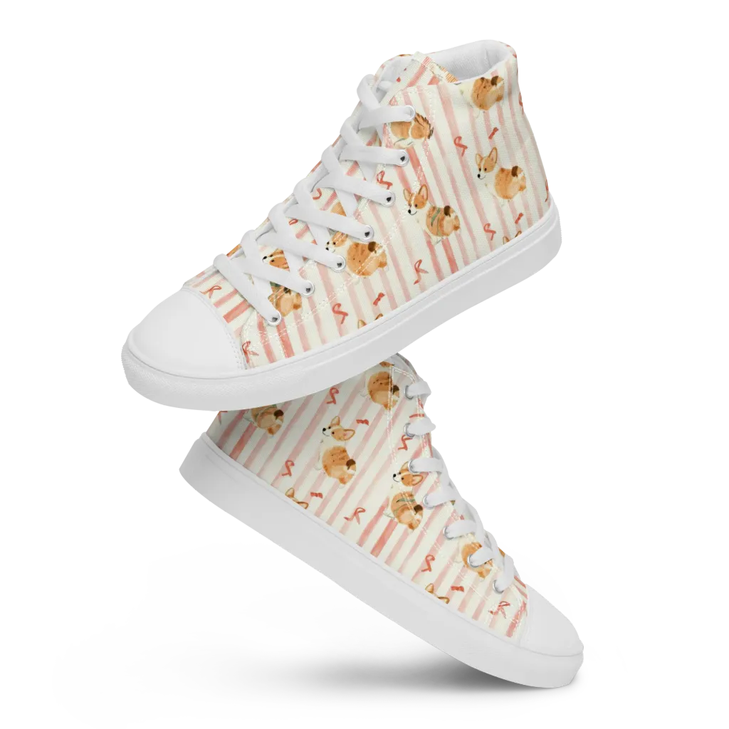 Rosebud Rover on Men's High Top Canvas Shoes — Front