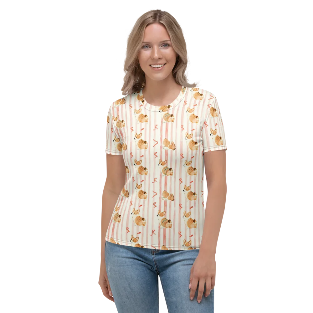 Rosebud Rover on Women's Crew Neck T-Shirt — Front