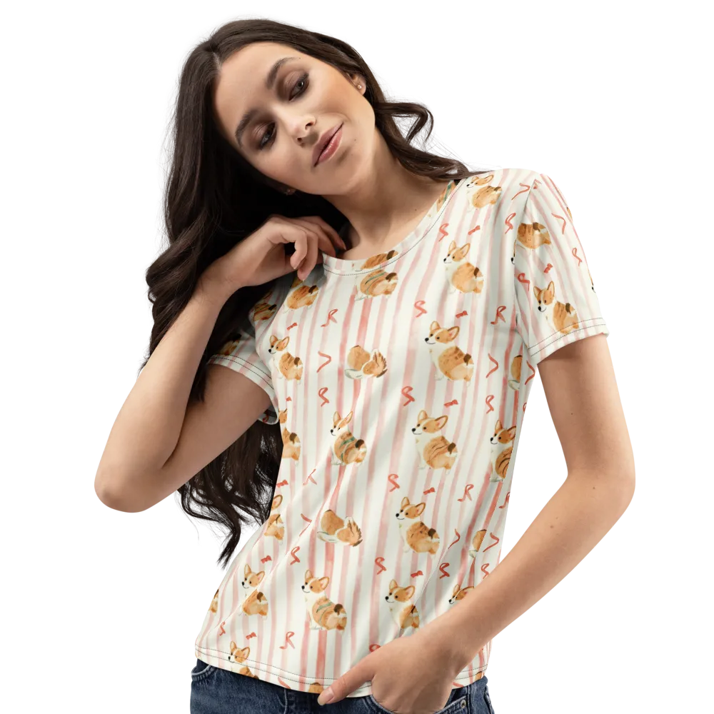 Rosebud Rover on Women's Crew Neck T-Shirt — Left Front