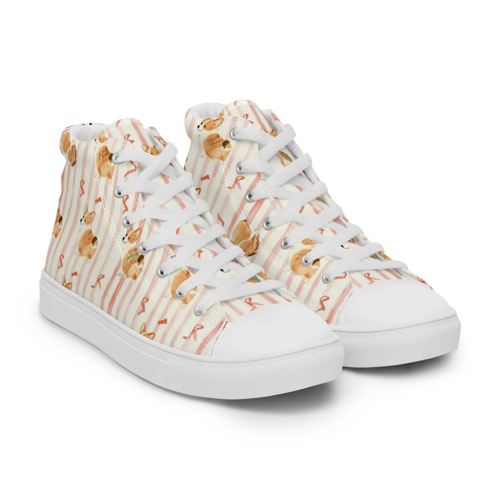 Rosebud Rover on Women's High Top Canvas Shoes — Right Front