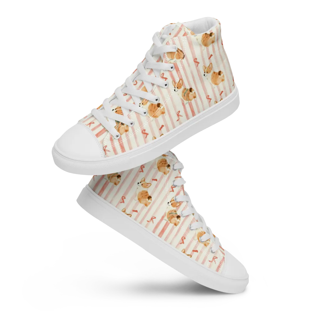 Rosebud Rover on Women's High Top Canvas Shoes — Front