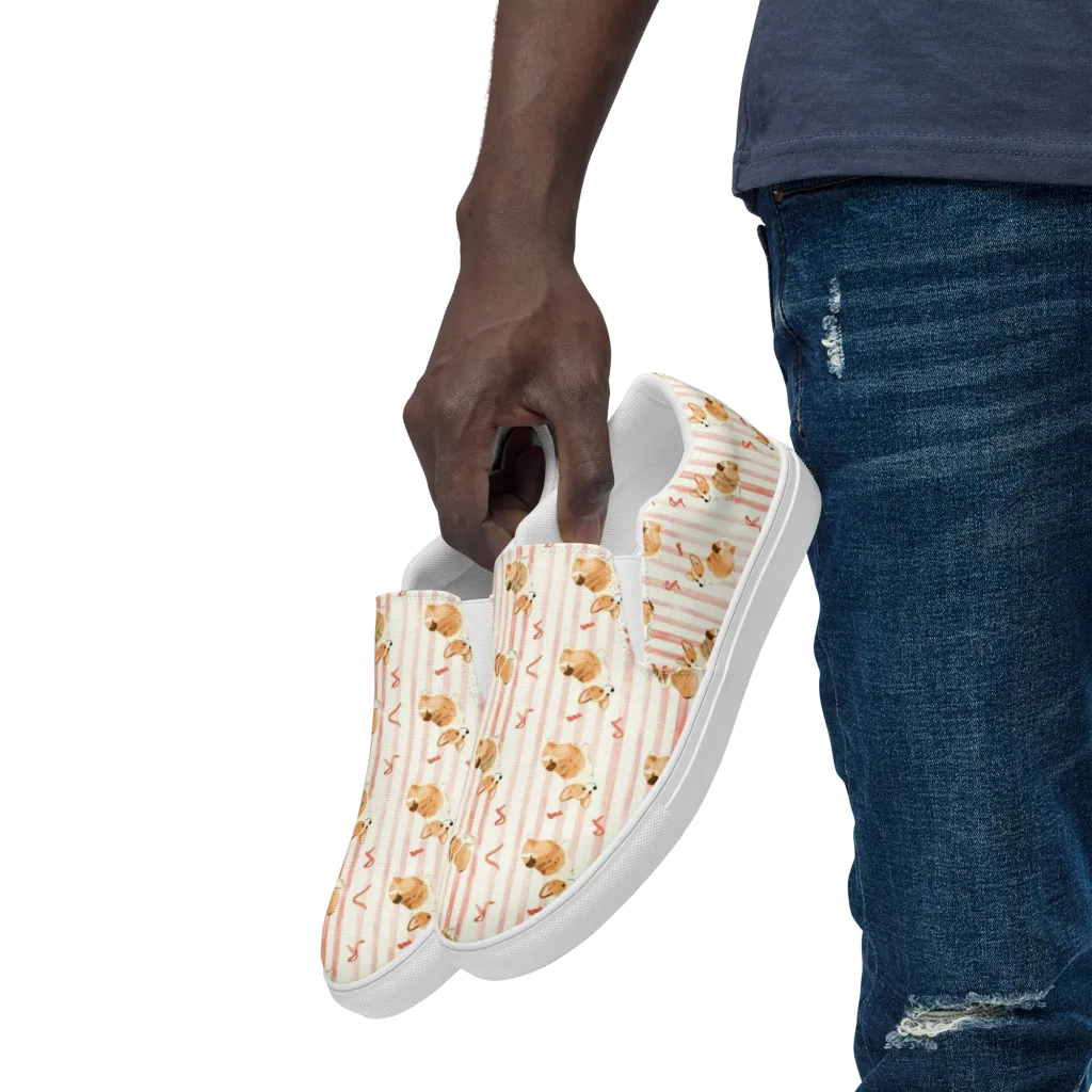 Rosebud Rover on Men's Slip-On Canvas Shoes — Left Front