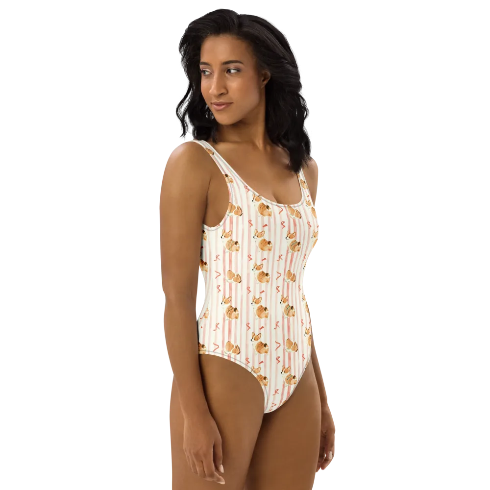 Rosebud Rover on One-Piece Swimsuit — Right