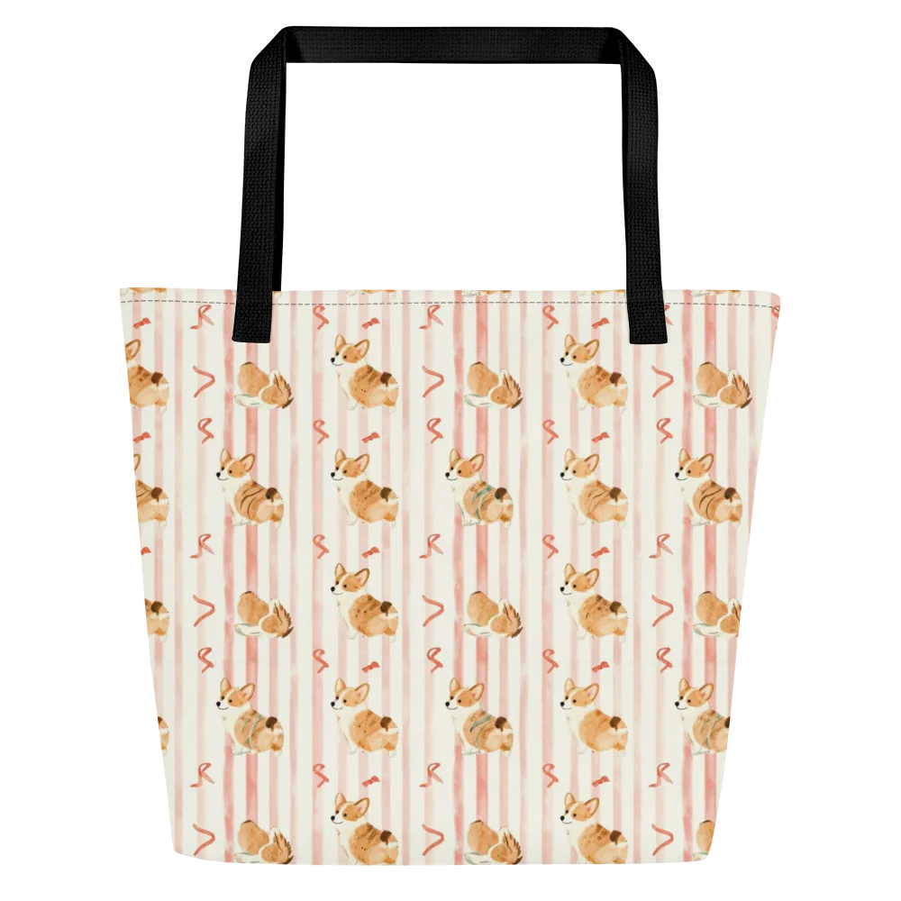 Rosebud Rover on Large Tote Bag W/ Pocket — Front