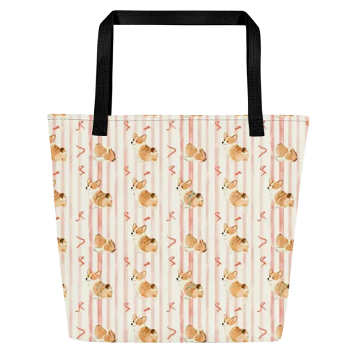 Rosebud Rover on a Large Tote Bag W/ Pocket
