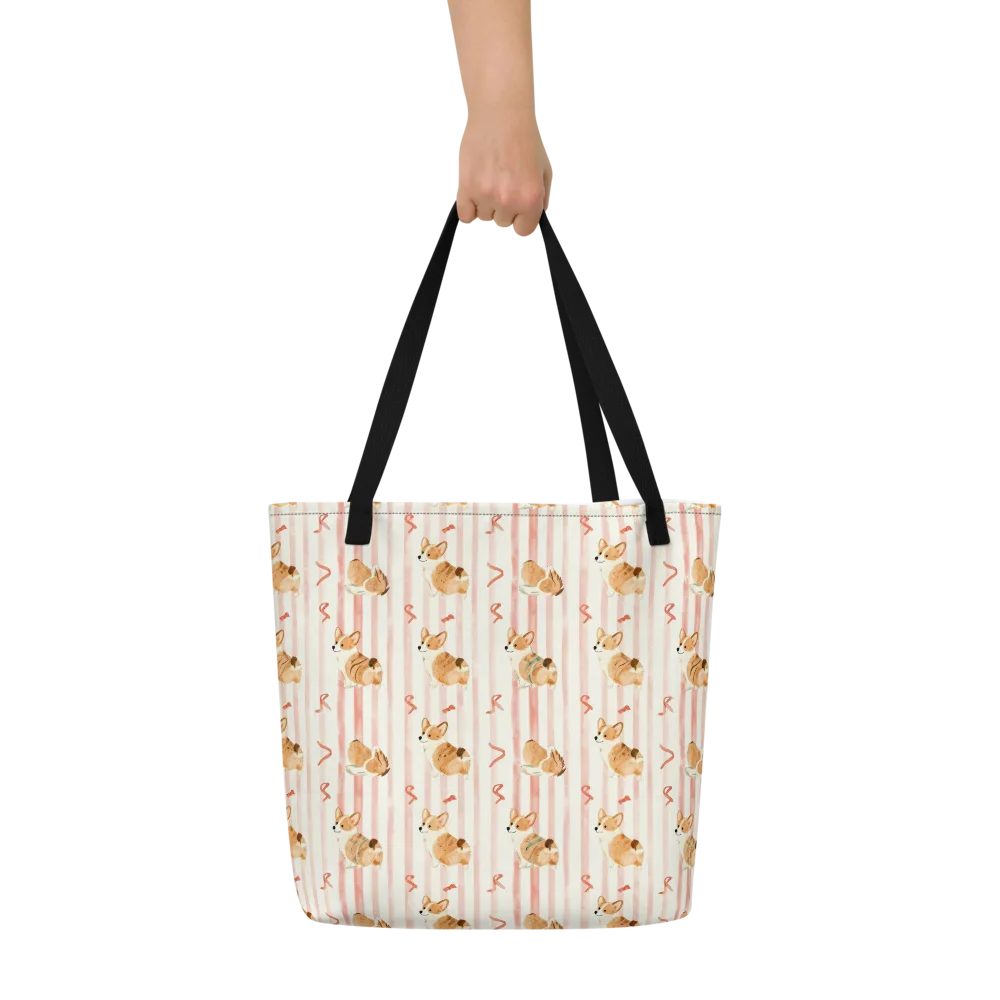 Rosebud Rover on Large Tote Bag W/ Pocket — Front