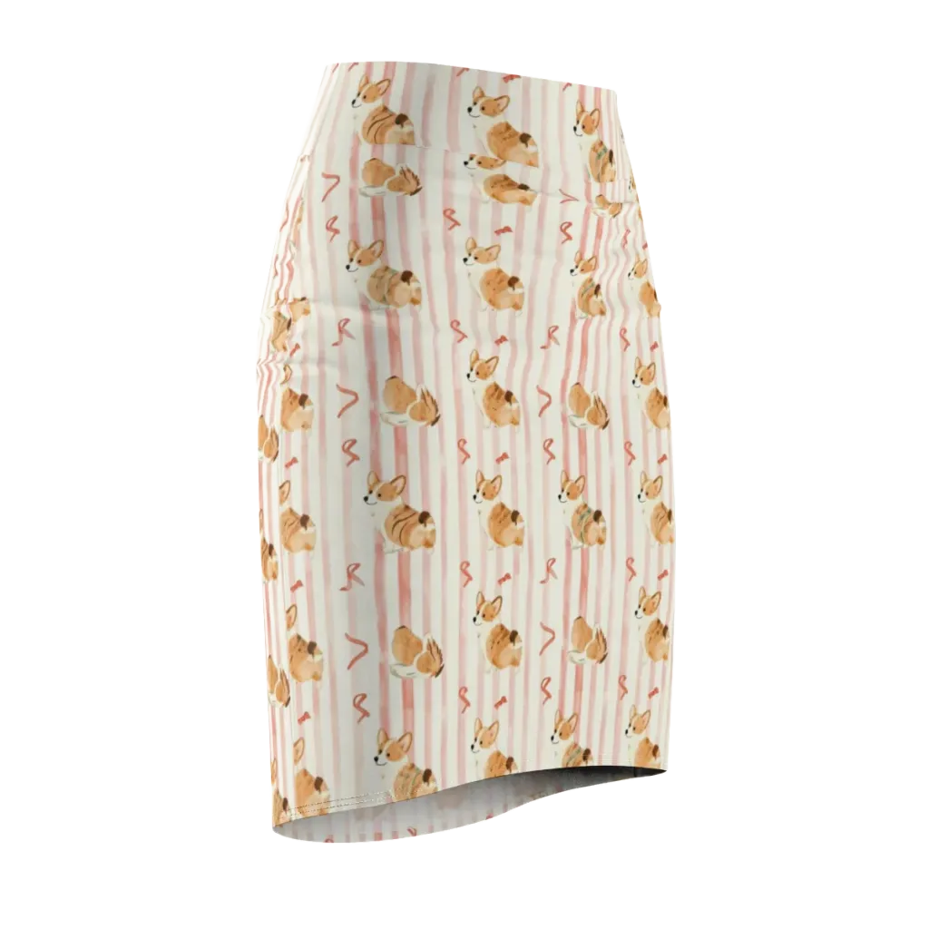 Rosebud Rover on Pencil Skirt — Front Side