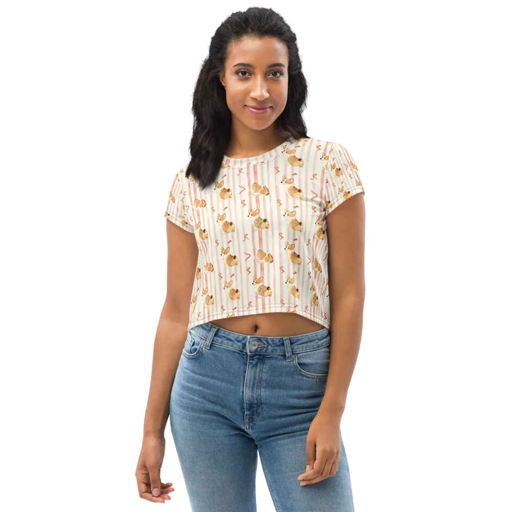 Rosebud Rover on Crop Tee — Front