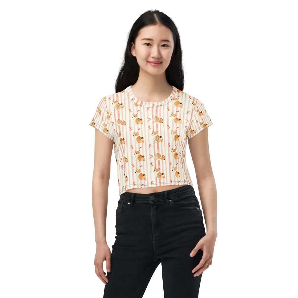 Rosebud Rover on Crop Tee — Front