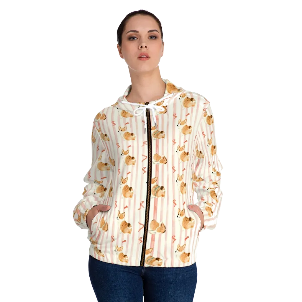 Rosebud Rover on Women's Full-Zip Hoodie — Front On Person