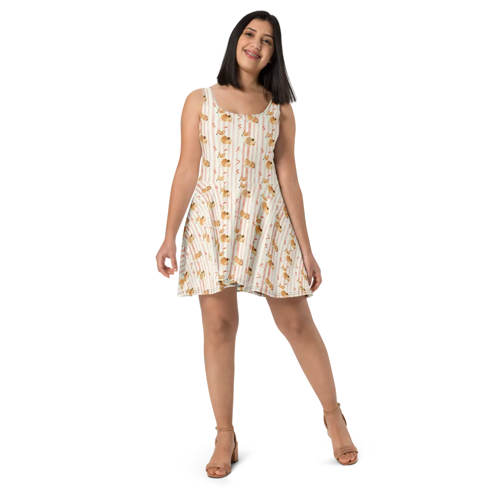 Rosebud Rover on Skater Dress — Front