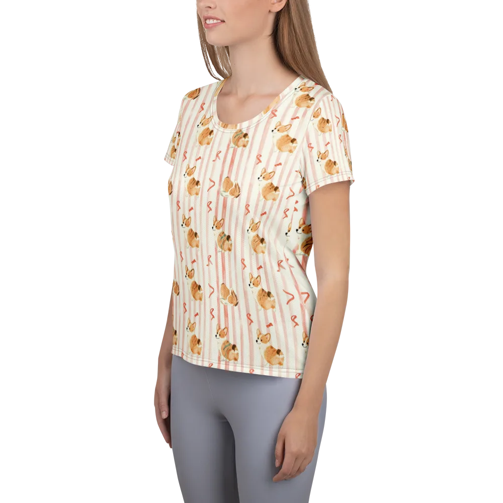Rosebud Rover on Women's Athletic T-Shirt — Left