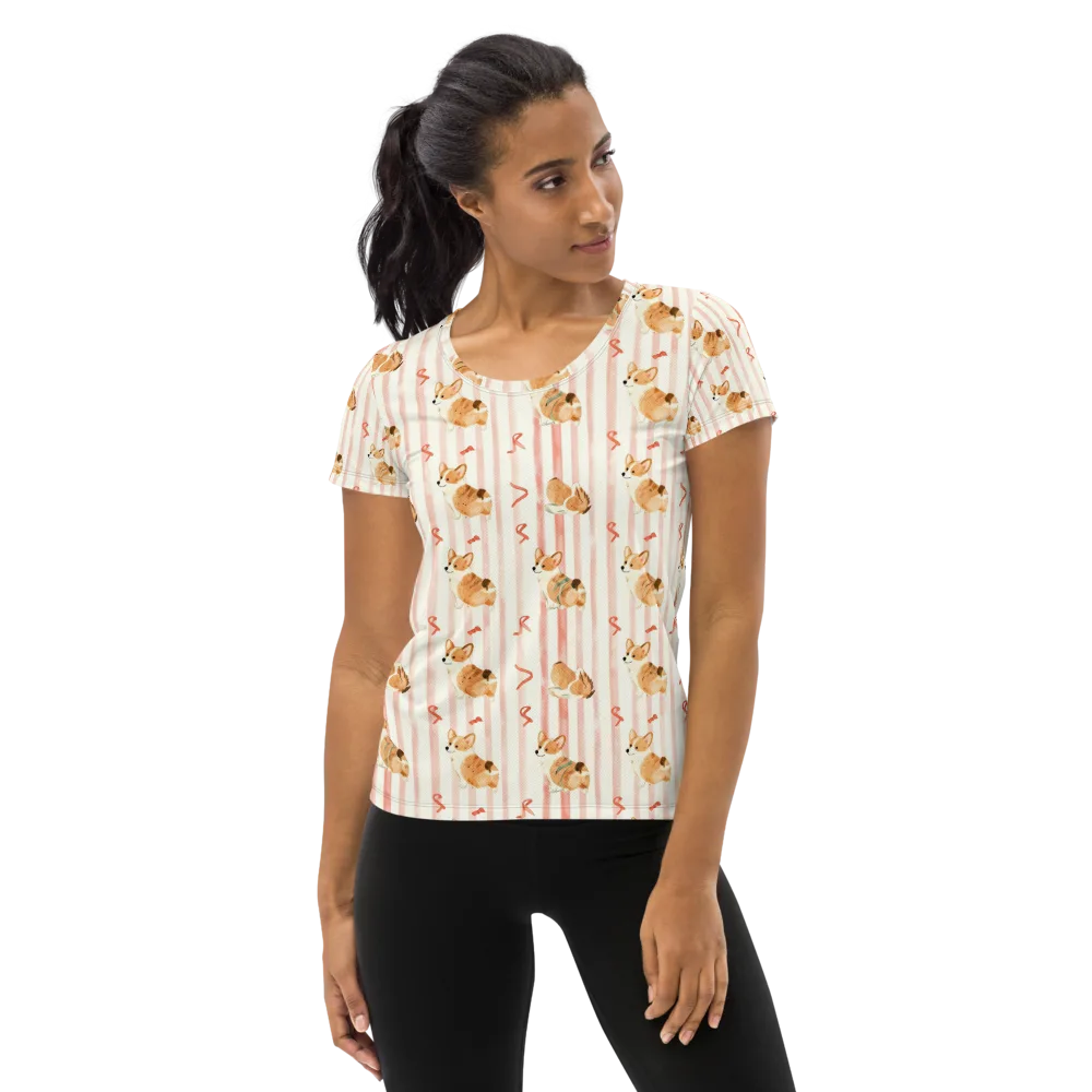 Rosebud Rover on Women's Athletic T-Shirt — Front