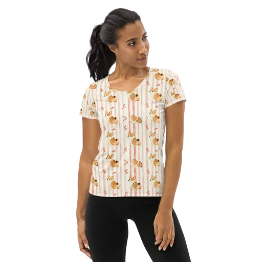 Rosebud Rover on a Women's Athletic T-Shirt