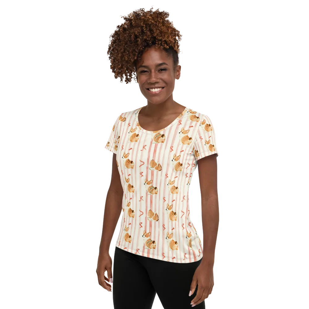 Rosebud Rover on Women's Athletic T-Shirt — Left