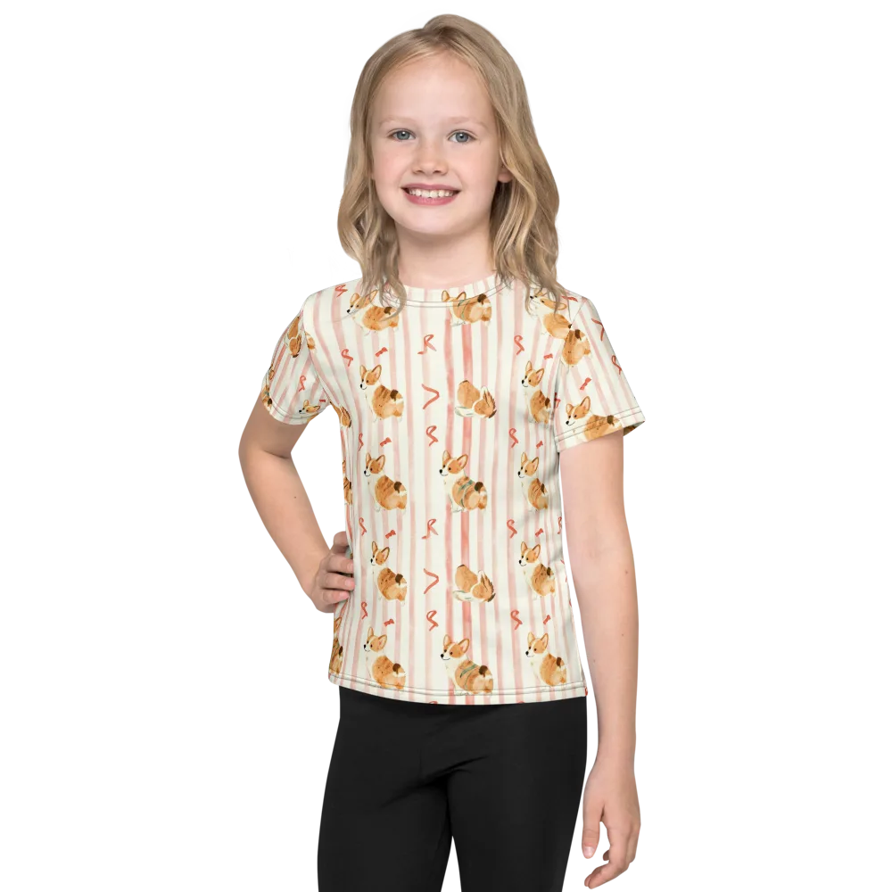Rosebud Rover on Kids Crew Neck T-Shirt — Front