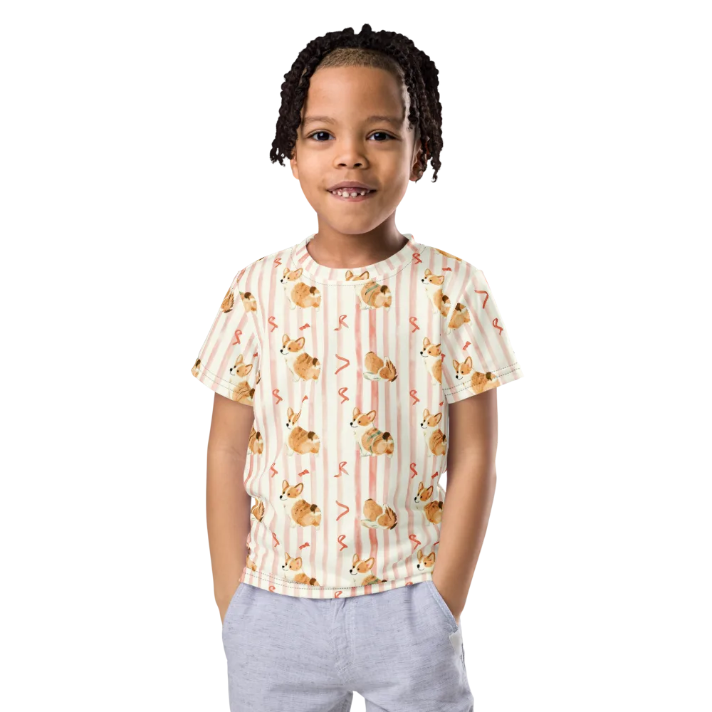 Rosebud Rover on Kids Crew Neck T-Shirt — Front