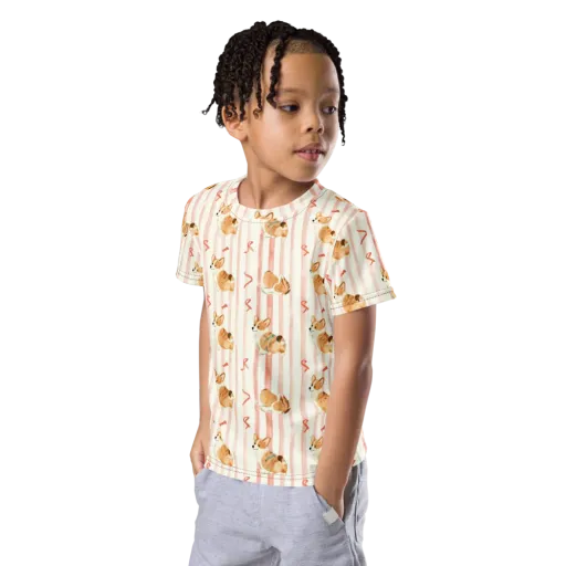 Rosebud Rover on a Kids Crew Neck T-Shirt
