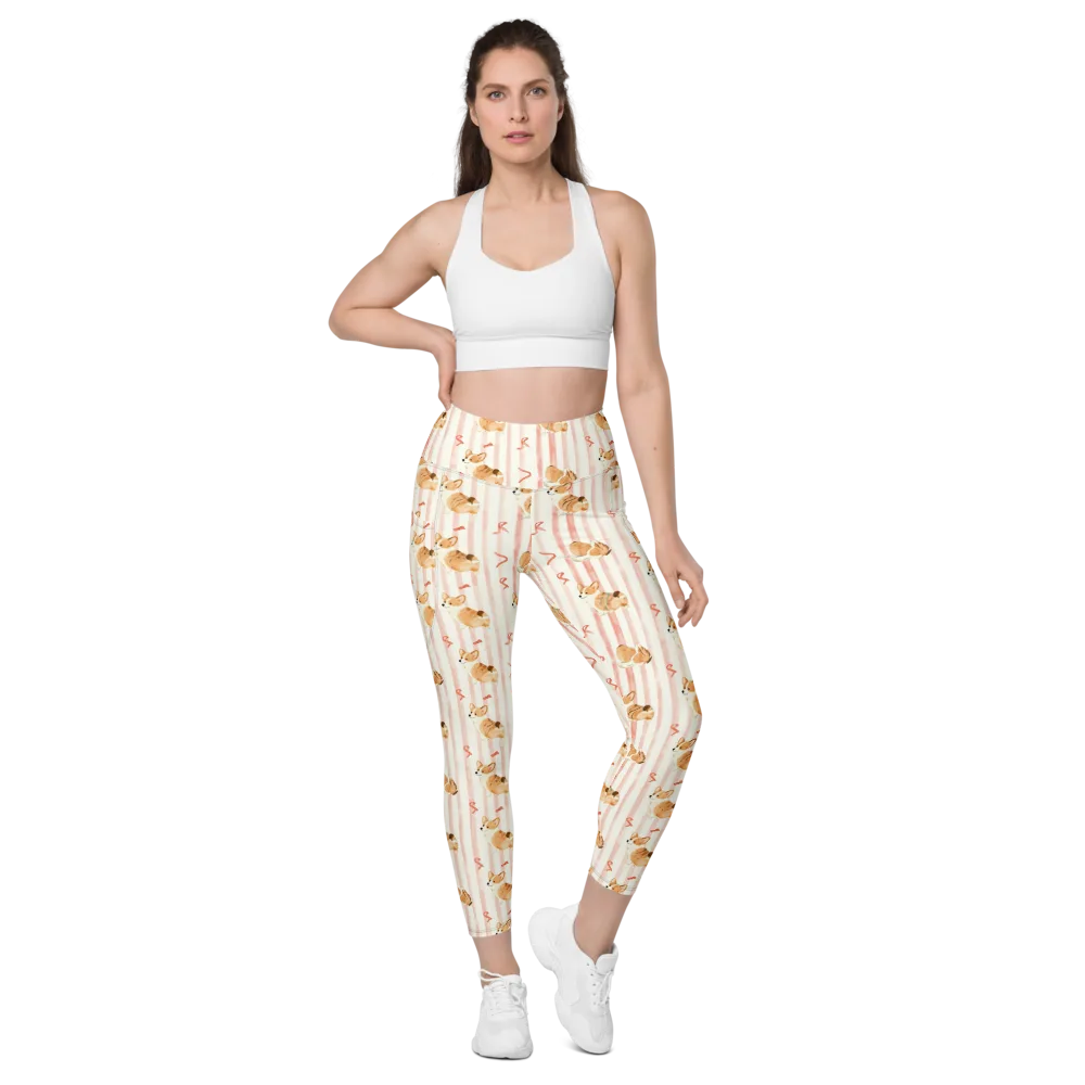 Rosebud Rover on Leggings with Pockets — Front