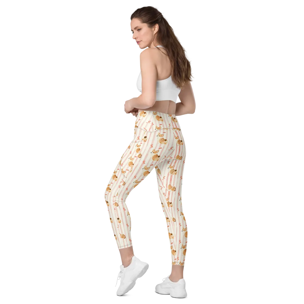 Rosebud Rover on Leggings with Pockets — Left Back