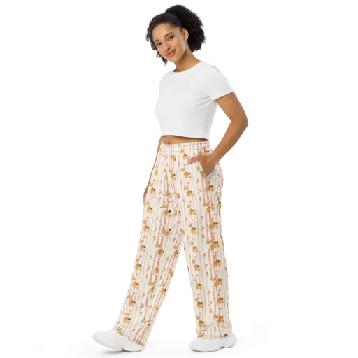 Rosebud Rover on a Wide-Leg Pants
