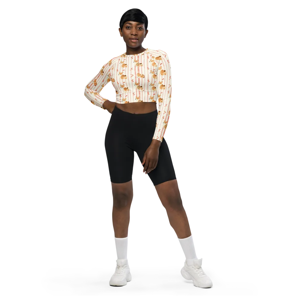 Rosebud Rover on Long Sleeve Crop Top — Front