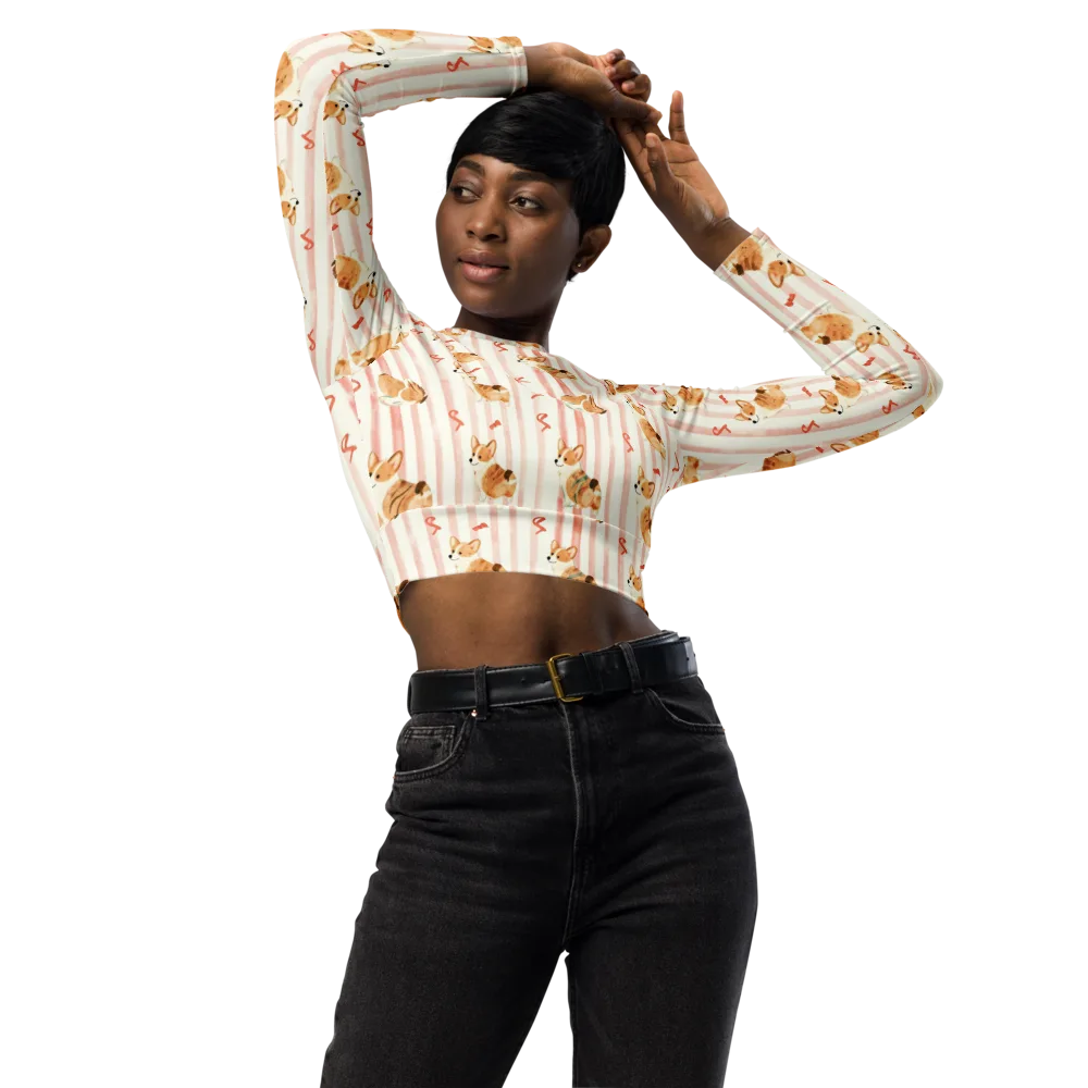 Rosebud Rover on Long Sleeve Crop Top — Front