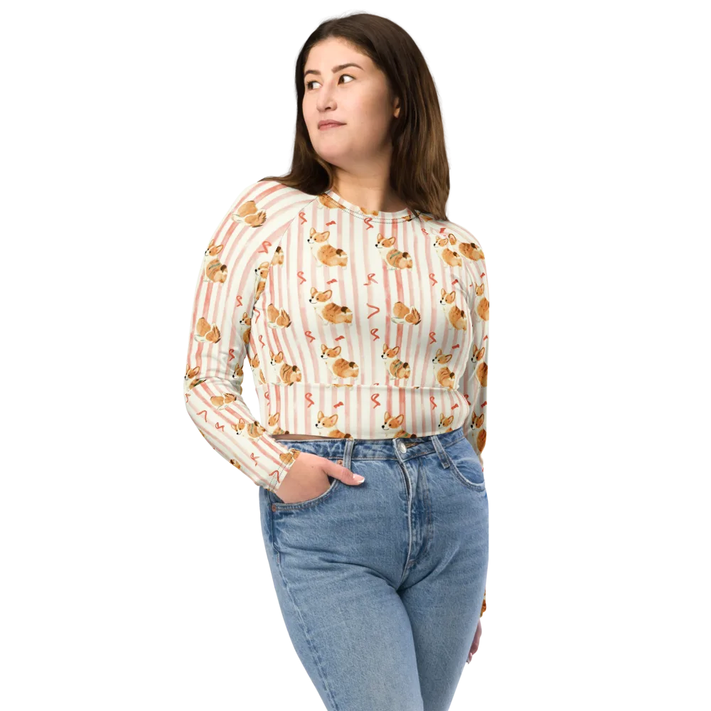 Rosebud Rover on Long Sleeve Crop Top — Front