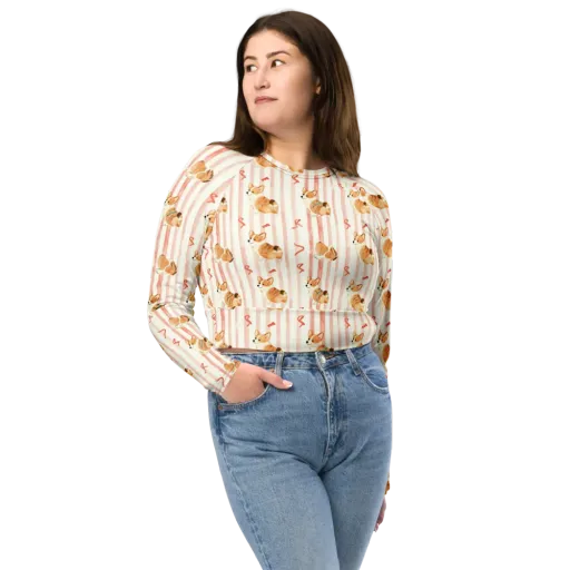 Rosebud Rover on a Long Sleeve Crop Top