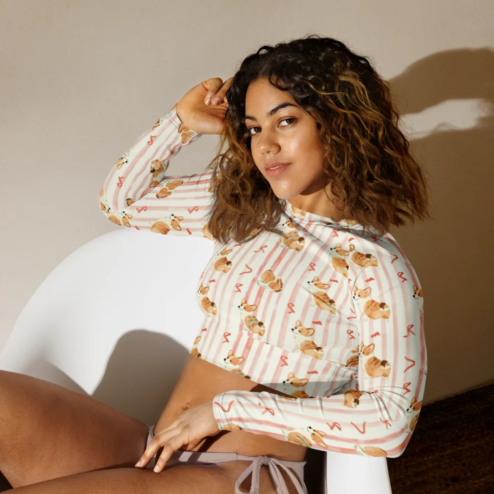 Rosebud Rover on Long Sleeve Crop Top — Left Front