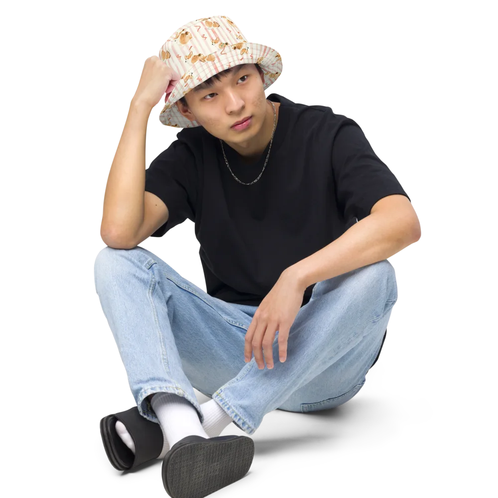 Rosebud Rover on Reversible Bucket Hat — Front 2 Inside