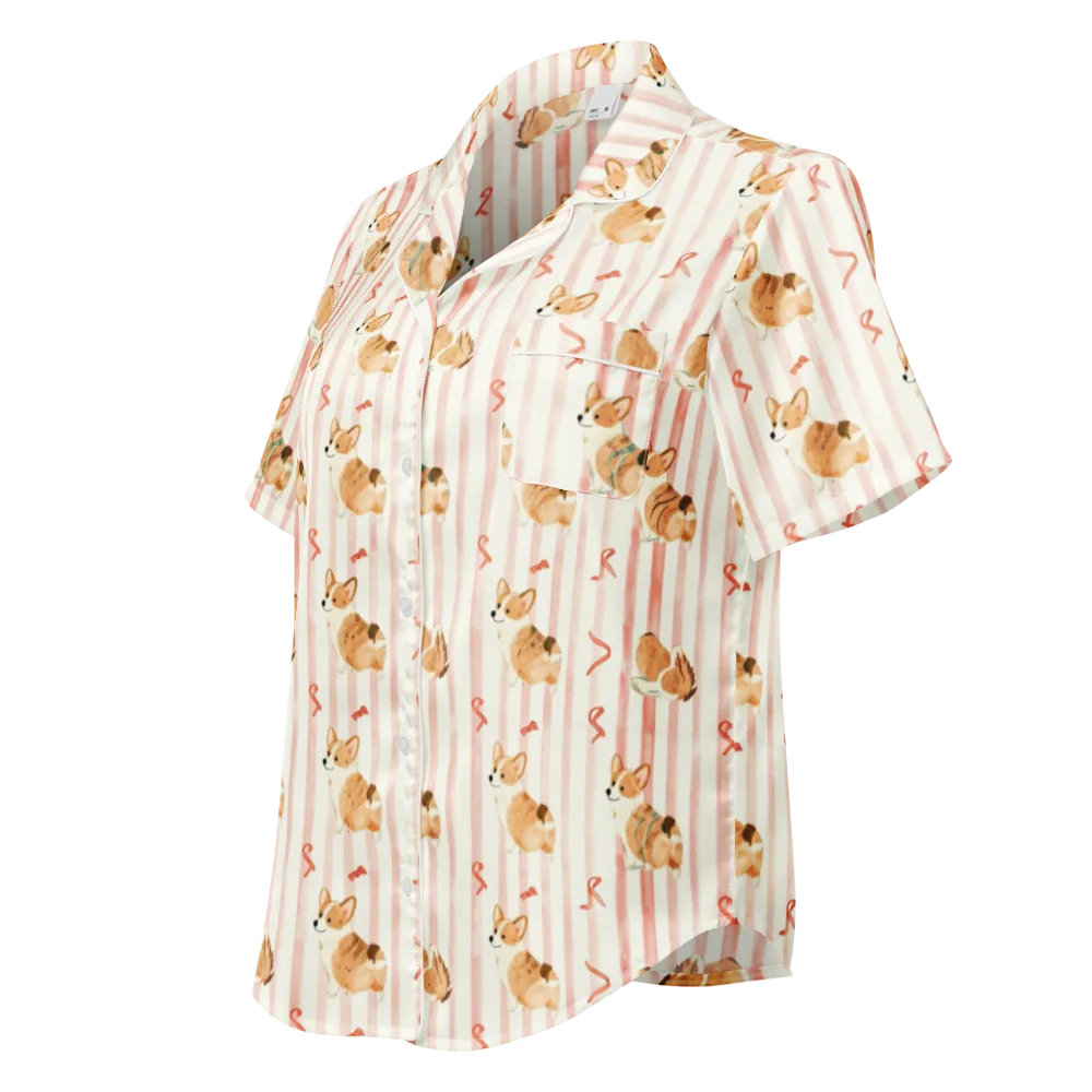 Rosebud Rover on Women's Short Sleeve Pajama Top — Left Front