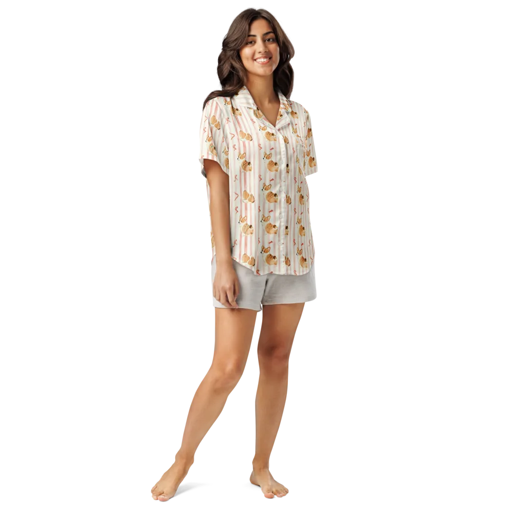 Rosebud Rover on Women's Short Sleeve Pajama Top — Front