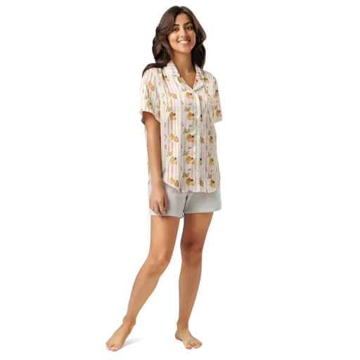 Rosebud Rover on a Women's Short Sleeve Pajama Top