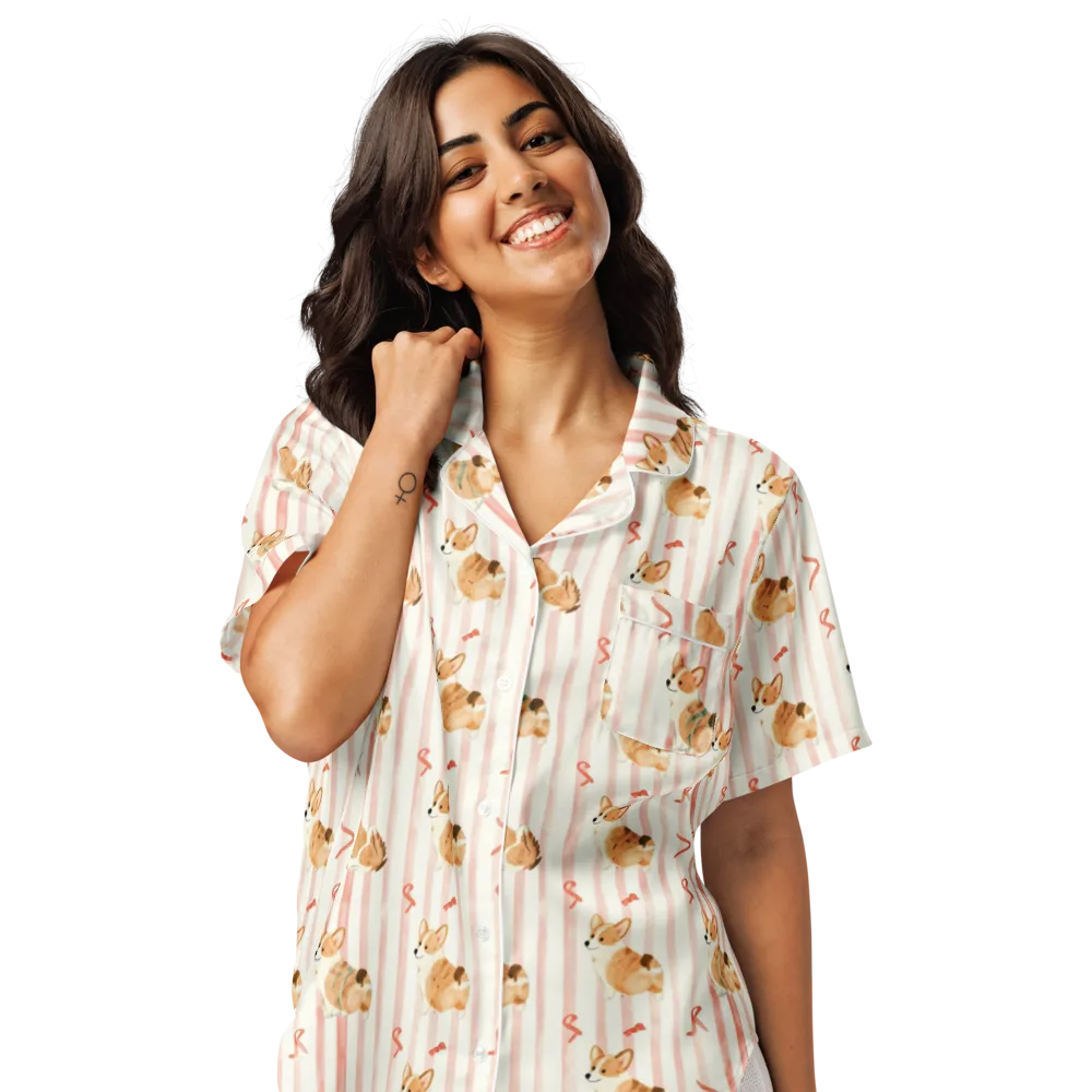 Rosebud Rover on Women's Short Sleeve Pajama Top — Front