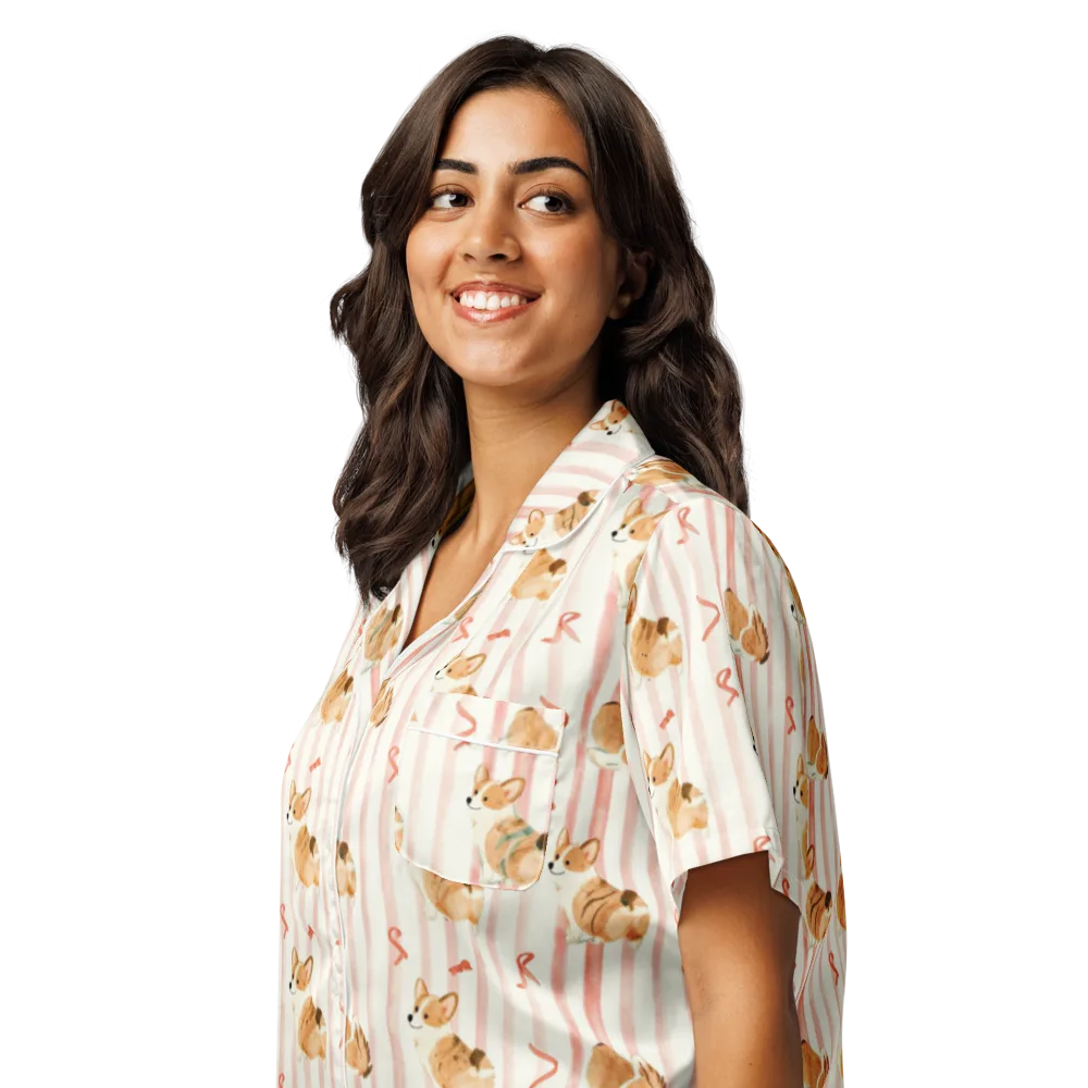 Rosebud Rover on Women's Short Sleeve Pajama Top — Left Front