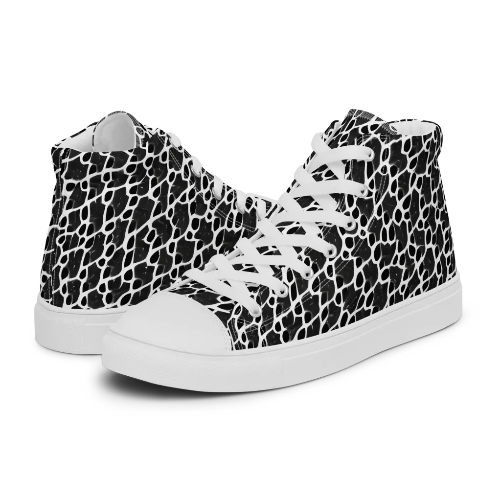 Inkstone Mosaic on Women's High Top Canvas Shoes — Left