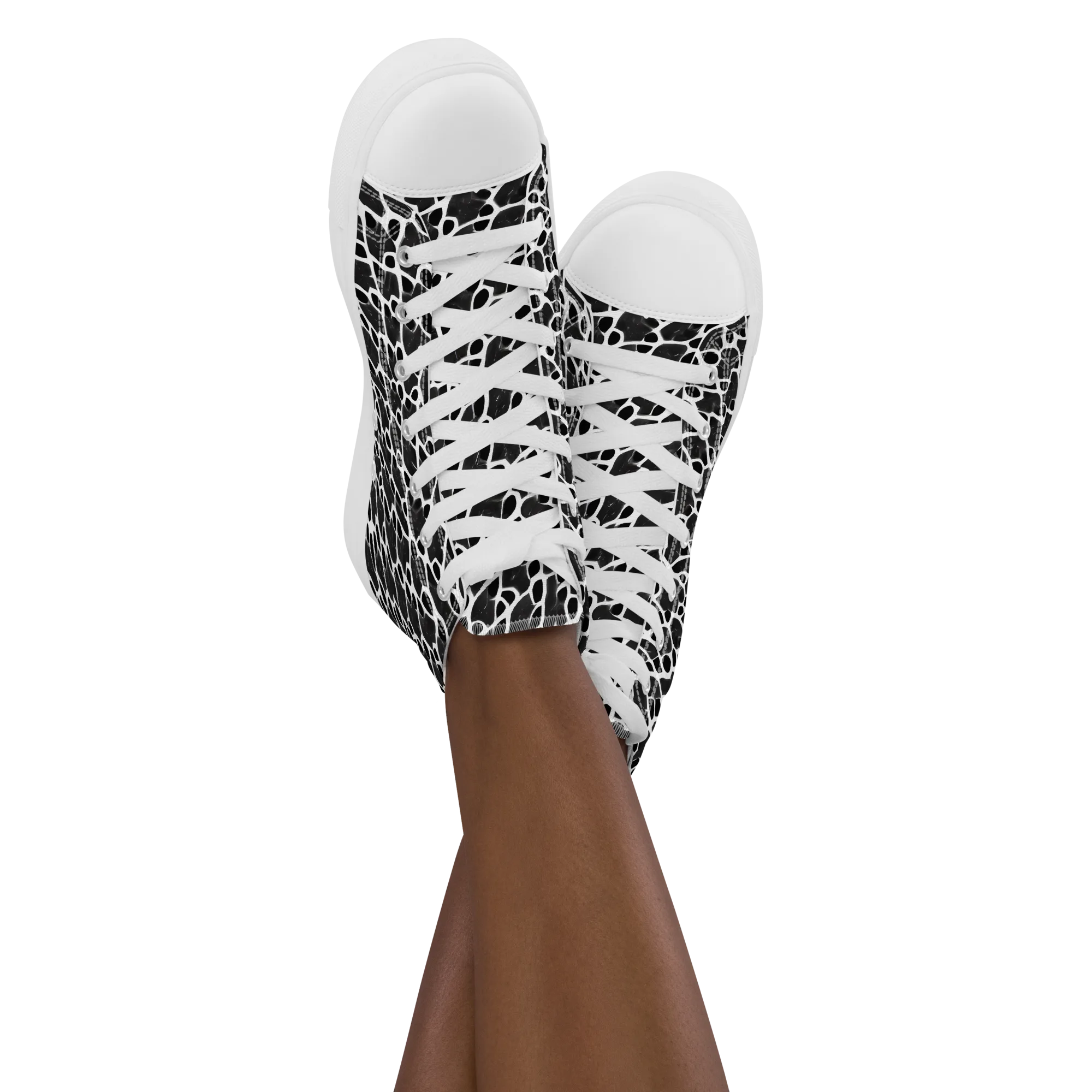 Inkstone Mosaic on Women's High Top Canvas Shoes — Front
