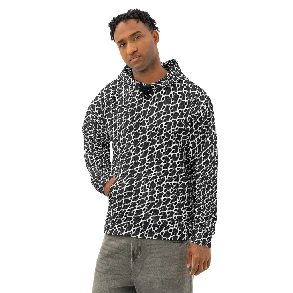 Inkstone Mosaic on Cotton Hoodie — Left Front