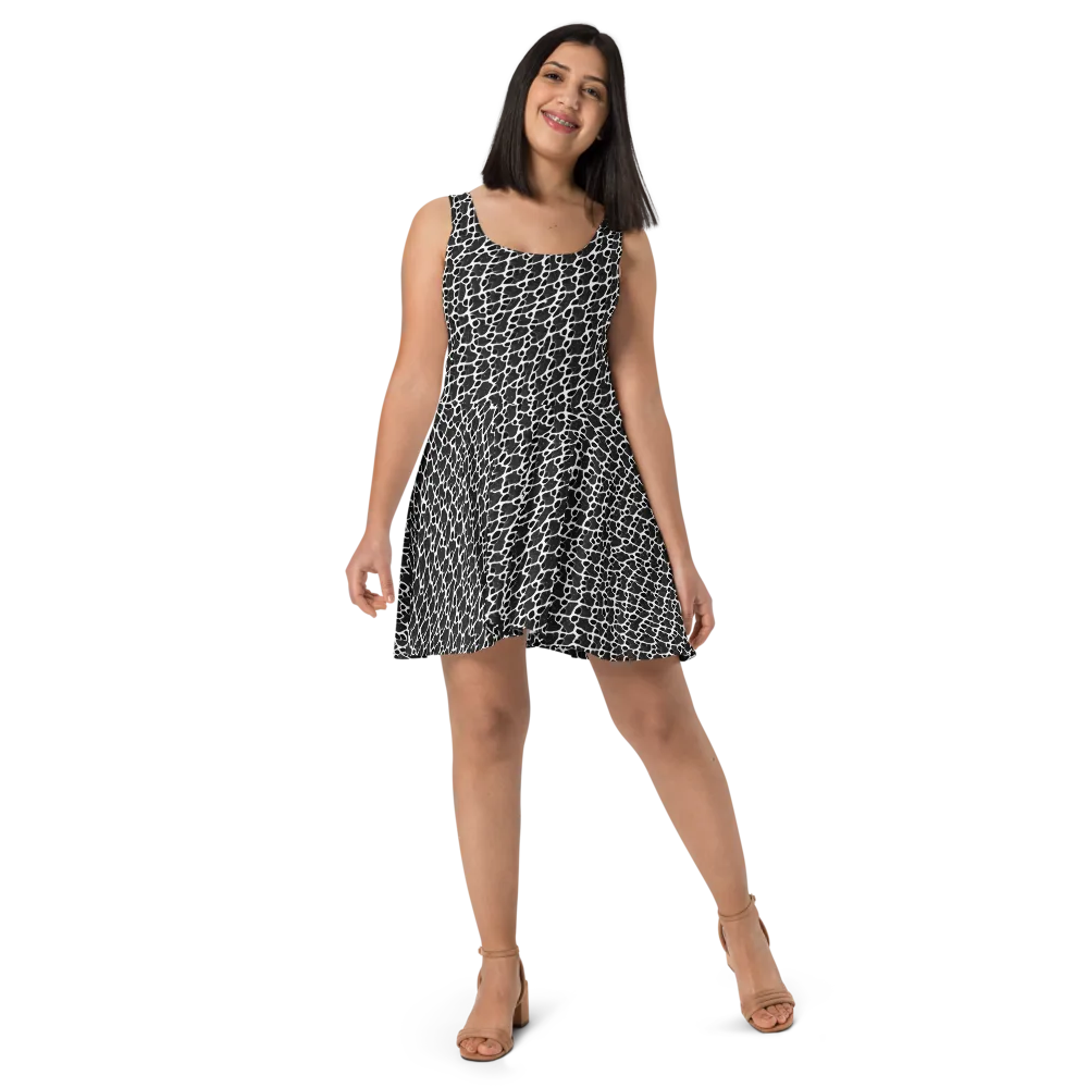 Inkstone Mosaic on Skater Dress — Front