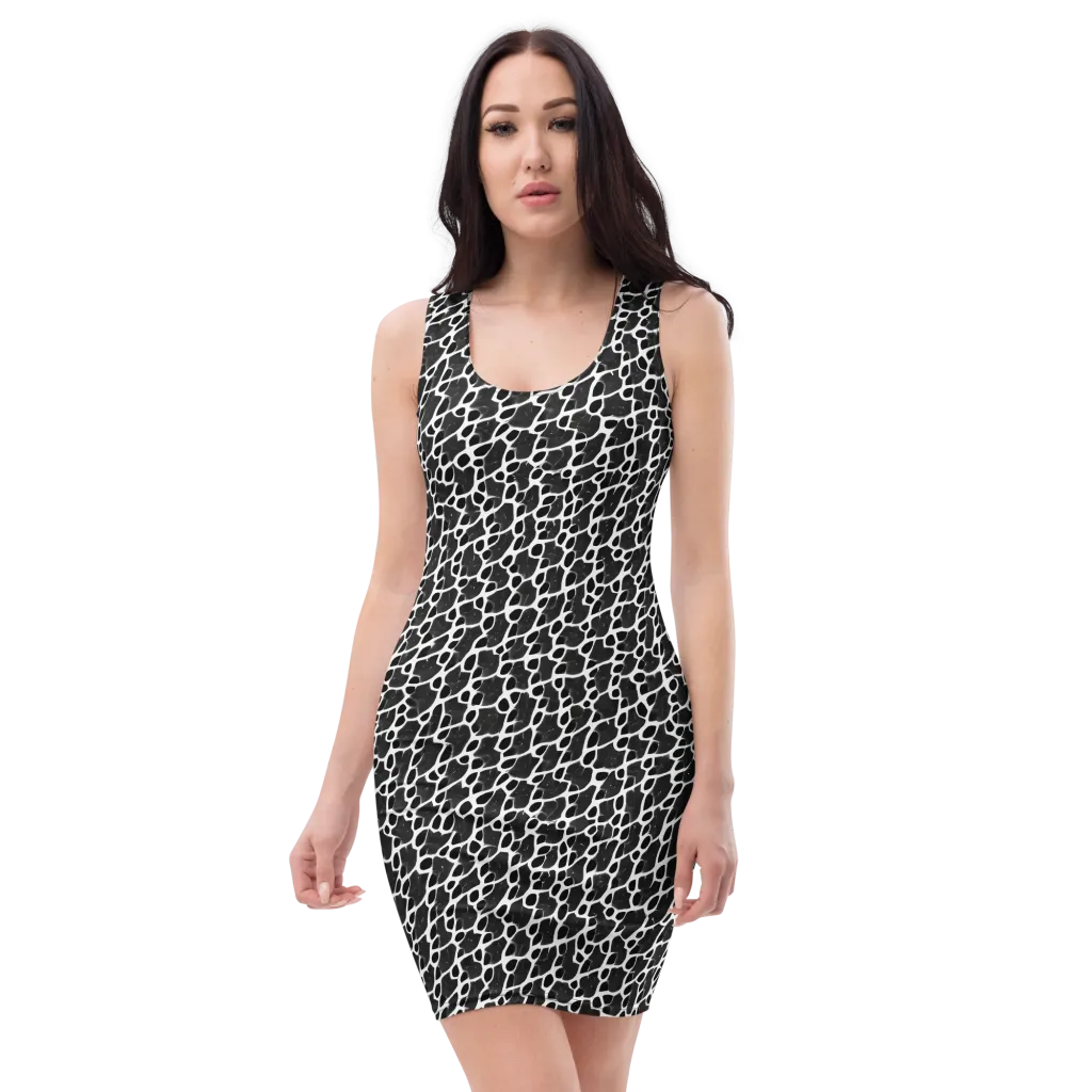 Inkstone Mosaic on Bodycon Dress — Front